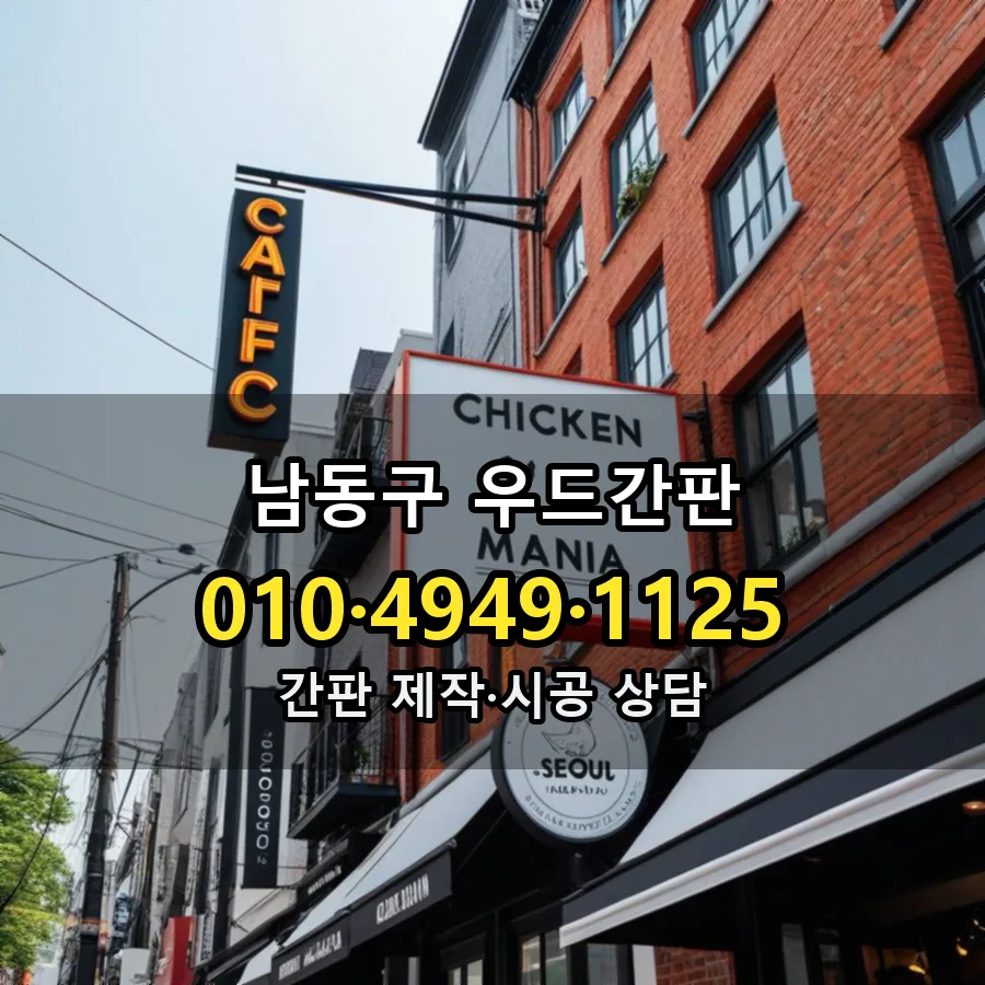 우드간판 제작·시공 모습