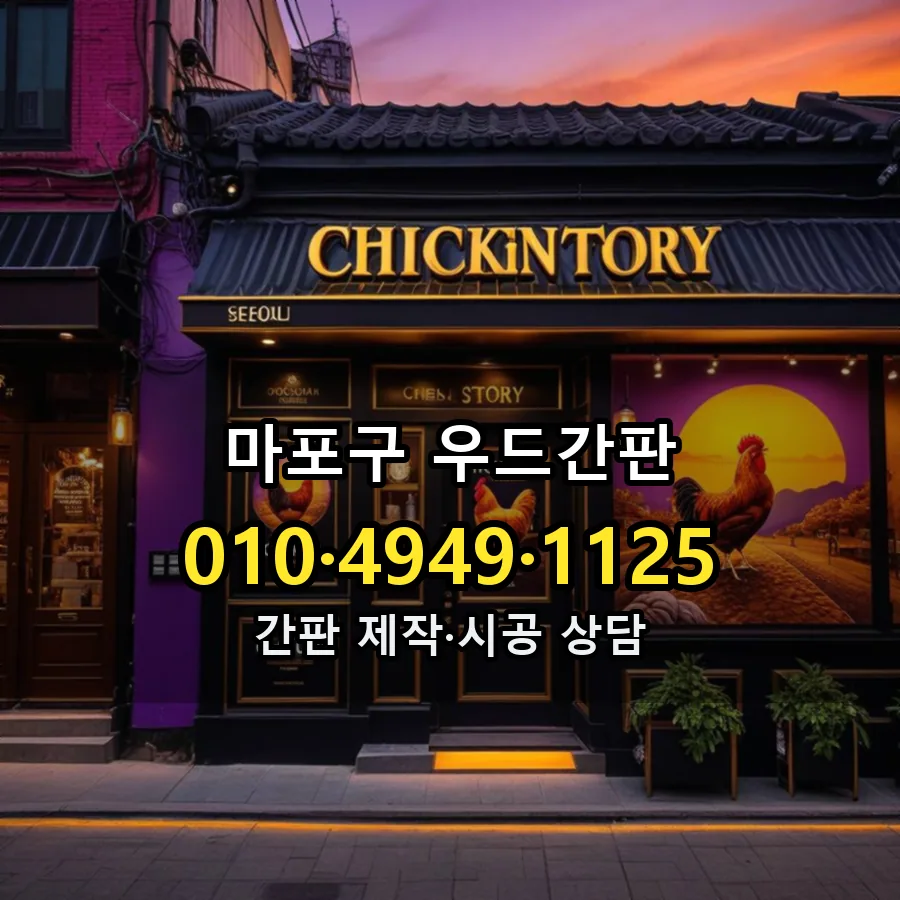 우드간판 제작·시공 모습