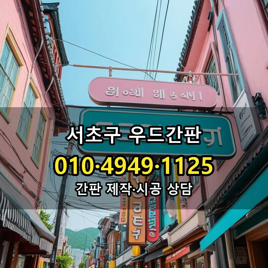 우드간판 제작·시공 모습