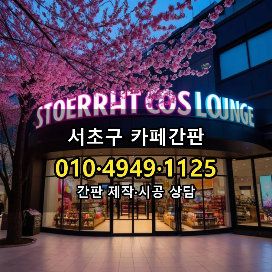 카페간판 제작·시공 모습