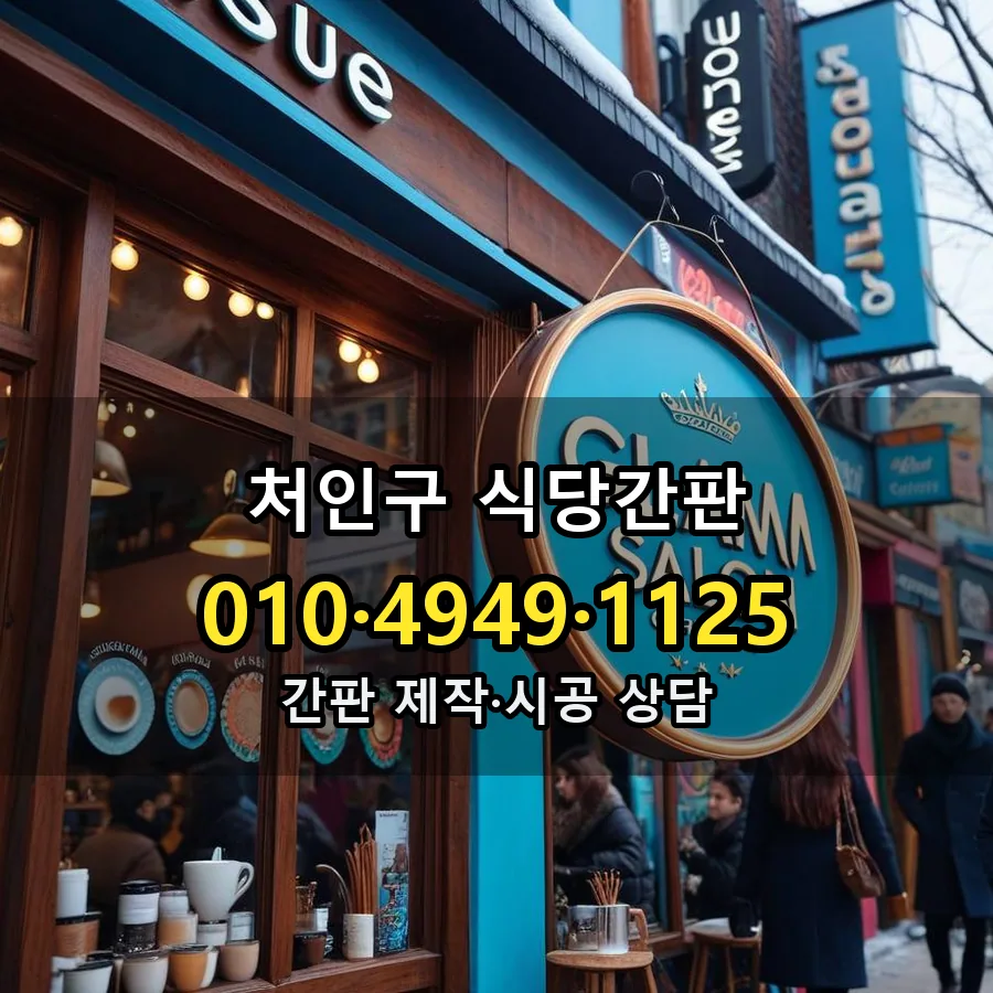 식당간판 제작·시공 모습