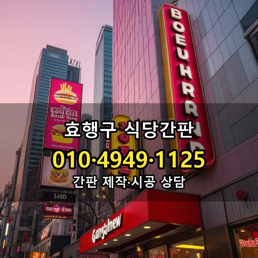 식당간판 제작·시공 모습